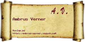 Ambrus Verner névjegykártya